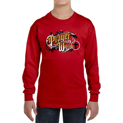 Youth Long Sleeve Graphic T-shirt - Prayer Warrior Victorian Style