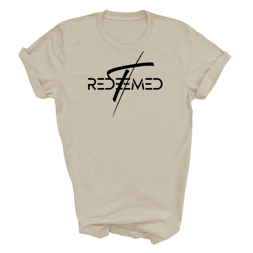 Mens Graphic T-shirt Redeemed Cross Black Illustration