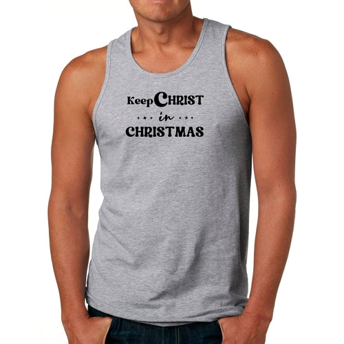 Mens Fitness Tank Top Graphic T-shirt Keep Christ in Christmas
