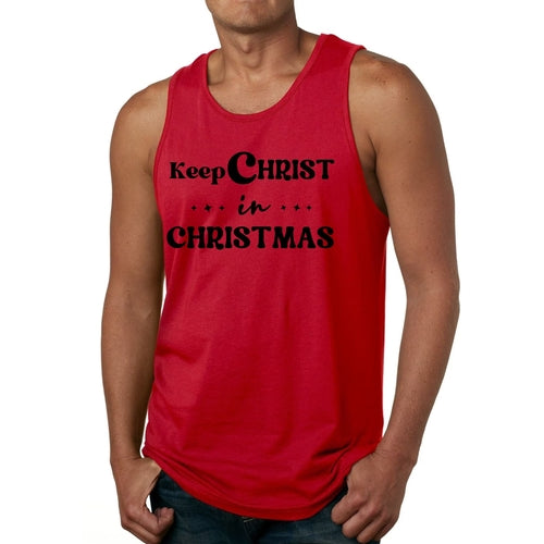 Mens Fitness Tank Top Graphic T-shirt Keep Christ in Christmas