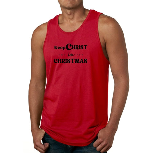 Mens Fitness Tank Top Graphic T-shirt Keep Christ in Christmas