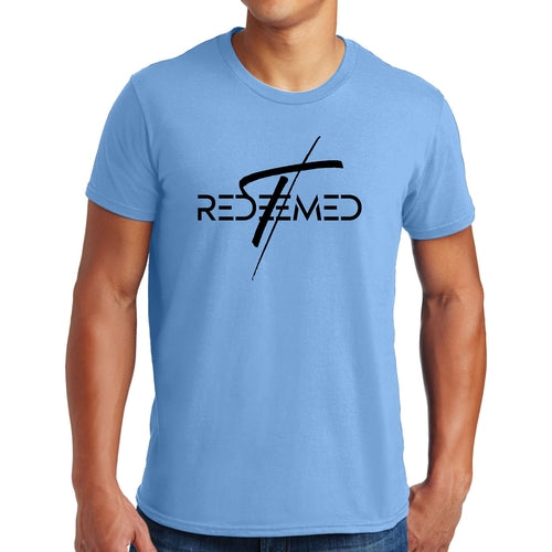 Mens Graphic T-shirt Redeemed Cross Black Illustration