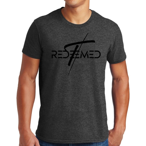Mens Graphic T-shirt Redeemed Cross Black Illustration