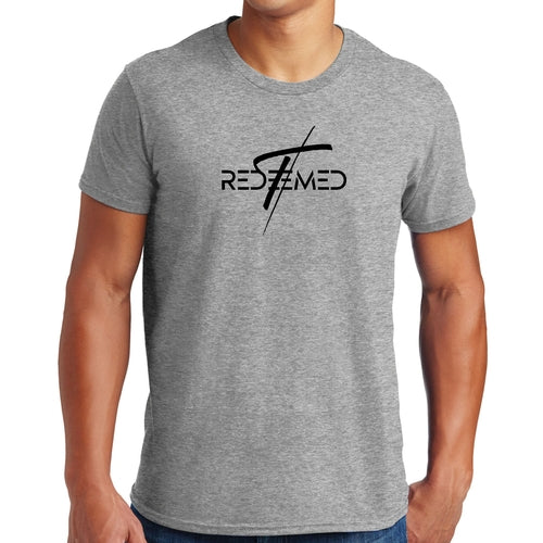 Mens Graphic T-shirt Redeemed Cross Black Illustration