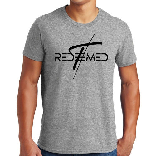 Mens Graphic T-shirt Redeemed Cross Black Illustration