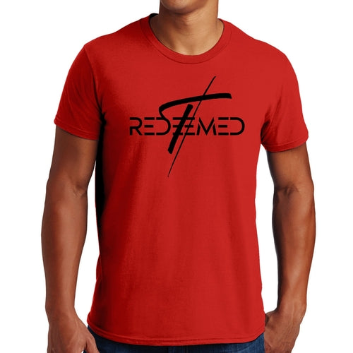 Mens Graphic T-shirt Redeemed Cross Black Illustration