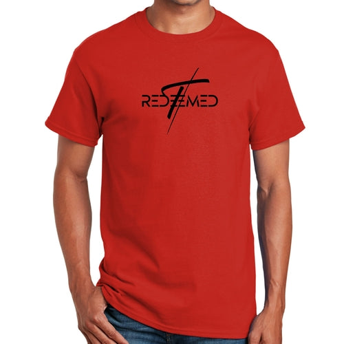 Mens Graphic T-shirt Redeemed Cross Black Illustration