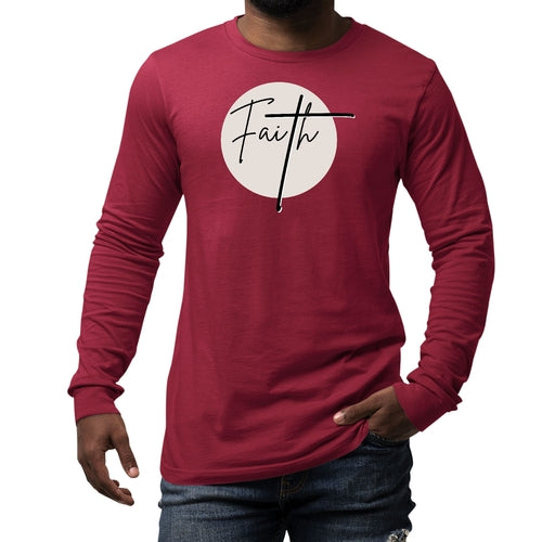 Mens Long Sleeve Graphic T-shirt Faith - Christian Affirmation -