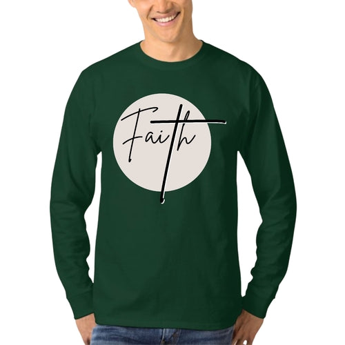 Mens Long Sleeve Graphic T-shirt Faith - Christian Affirmation -