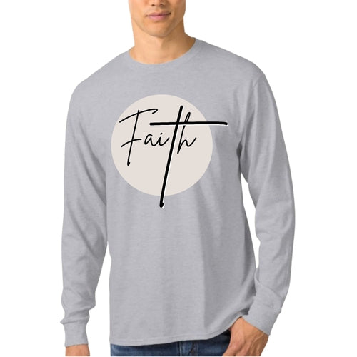 Mens Long Sleeve Graphic T-shirt Faith - Christian Affirmation -