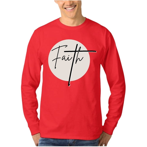 Mens Long Sleeve Graphic T-shirt Faith - Christian Affirmation -