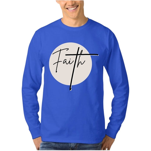 Mens Long Sleeve Graphic T-shirt Faith - Christian Affirmation -