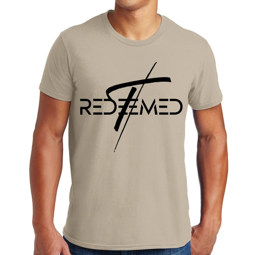 Mens Graphic T-shirt Redeemed Cross Black Illustration