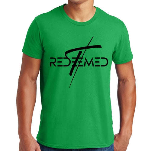 Mens Graphic T-shirt Redeemed Cross Black Illustration