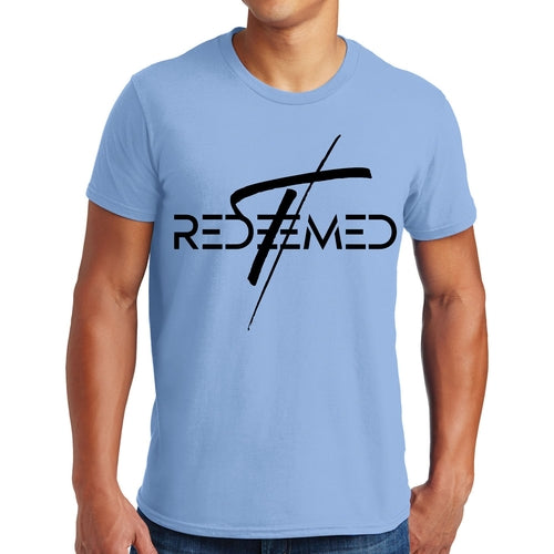Mens Graphic T-shirt Redeemed Cross Black Illustration