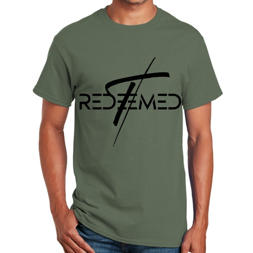 Mens Graphic T-shirt Redeemed Cross Black Illustration