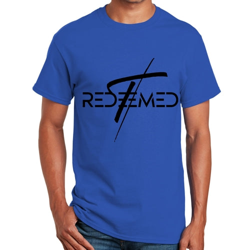 Mens Graphic T-shirt Redeemed Cross Black Illustration
