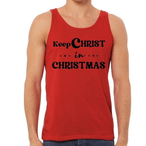 Mens Fitness Tank Top Graphic T-shirt Keep Christ in Christmas