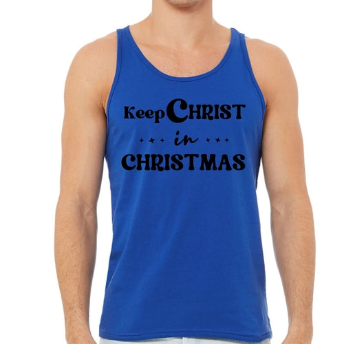 Mens Fitness Tank Top Graphic T-shirt Keep Christ in Christmas
