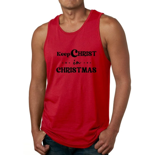 Mens Fitness Tank Top Graphic T-shirt Keep Christ in Christmas