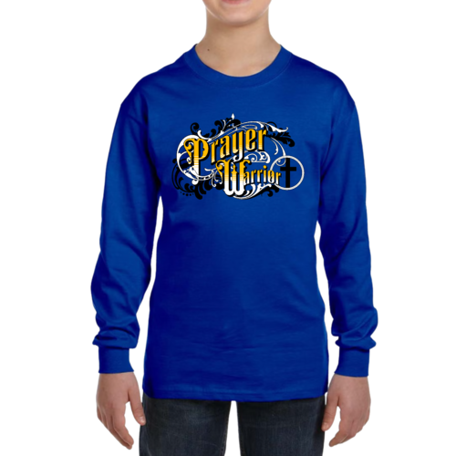 Youth Long Sleeve Graphic T-shirt - Prayer Warrior Victorian Style