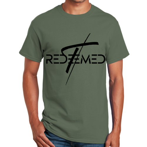 Mens Graphic T-shirt Redeemed Cross Black Illustration