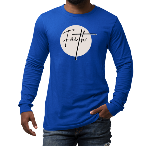 Mens Long Sleeve Graphic T-shirt Faith - Christian Affirmation -