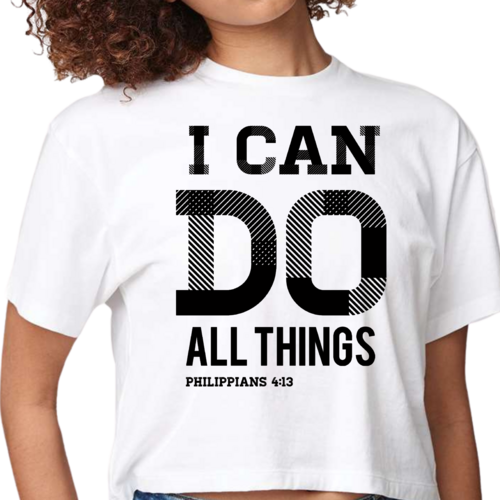 Womens Cropped Graphic T-shirt - i can do All Things Philippians 4:13
