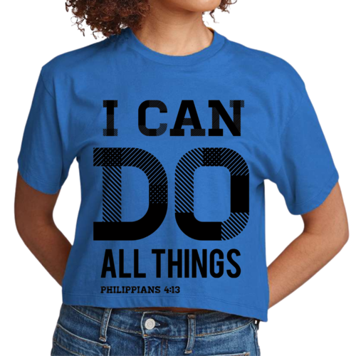 Womens Cropped Graphic T-shirt - i can do All Things Philippians 4:13