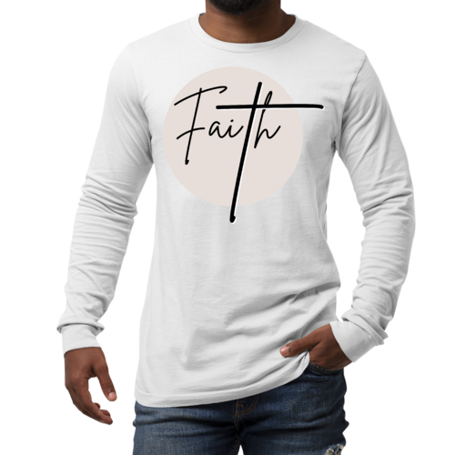 Mens Long Sleeve Graphic T-shirt Faith - Christian Affirmation -