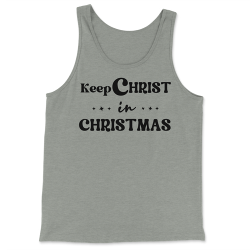 Mens Fitness Tank Top Graphic T-shirt Keep Christ in Christmas