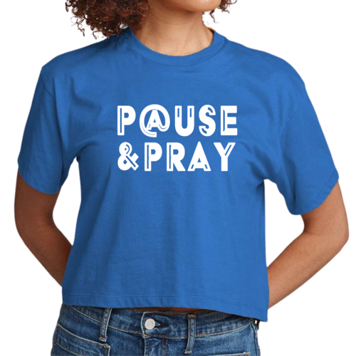 Womens Cropped Graphic T-shirt - Pause and Pray