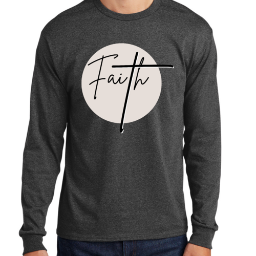 Mens Long Sleeve Graphic T-shirt Faith - Christian Affirmation -