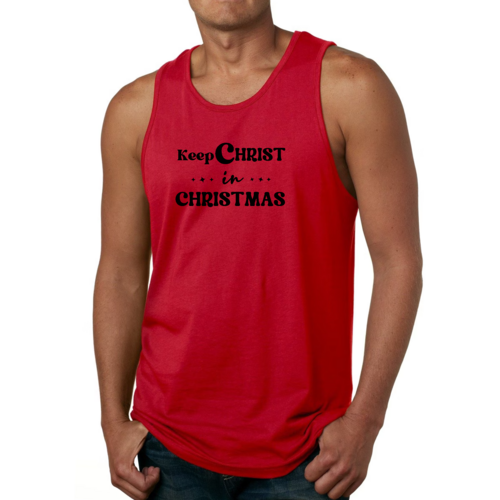 Mens Fitness Tank Top Graphic T-shirt Keep Christ in Christmas