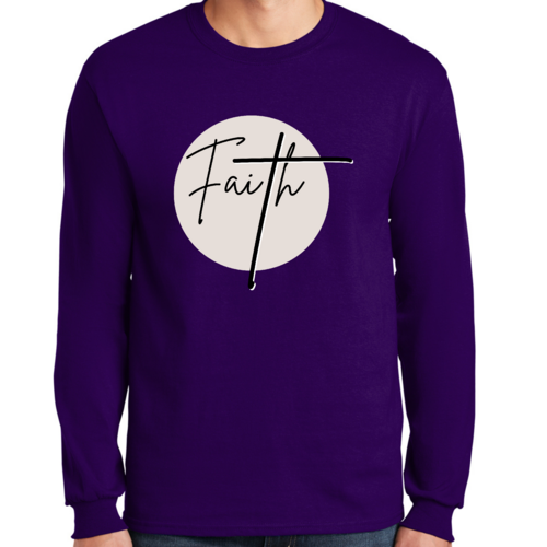 Mens Long Sleeve Graphic T-shirt Faith - Christian Affirmation -