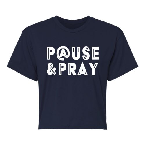 Womens Cropped Graphic T-shirt - Pause and Pray