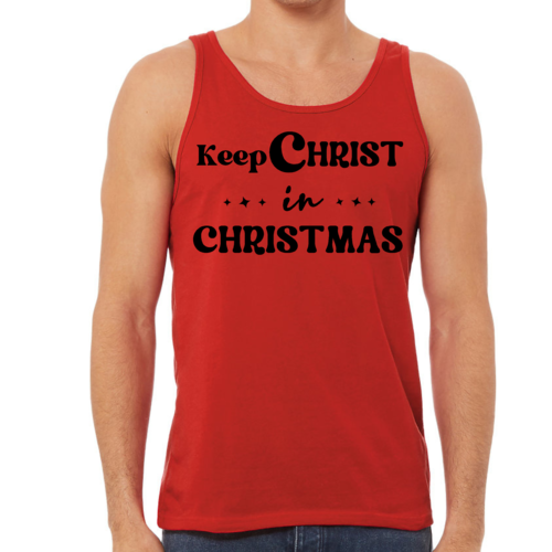 Mens Fitness Tank Top Graphic T-shirt Keep Christ in Christmas