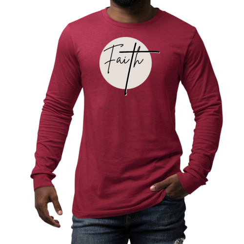 Mens Long Sleeve Graphic T-shirt Faith - Christian Affirmation -
