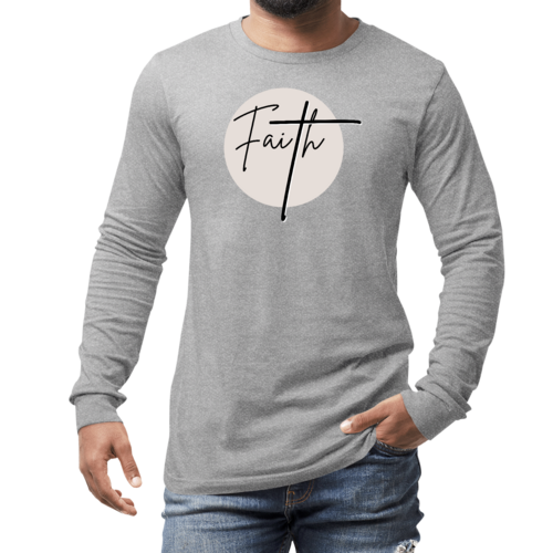 Mens Long Sleeve Graphic T-shirt Faith - Christian Affirmation -