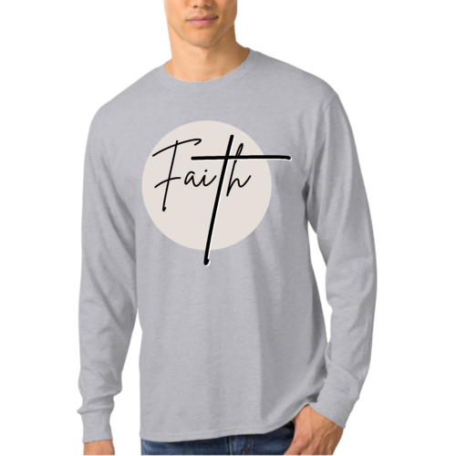 Mens Long Sleeve Graphic T-shirt Faith - Christian Affirmation -