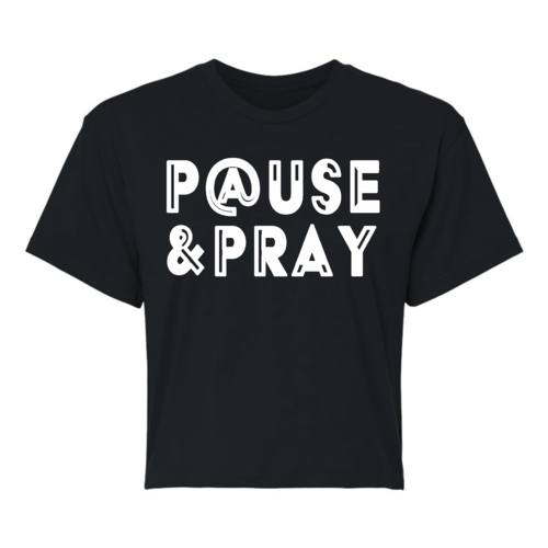 Womens Cropped Graphic T-shirt - Pause and Pray