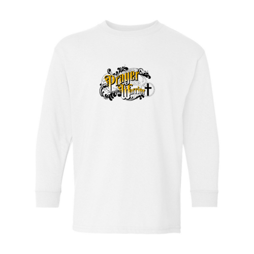 Youth Long Sleeve Graphic T-shirt - Prayer Warrior Victorian Style