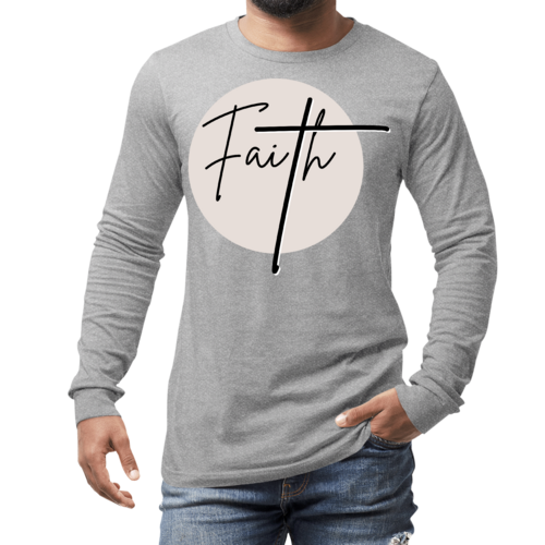 Mens Long Sleeve Graphic T-shirt Faith - Christian Affirmation -