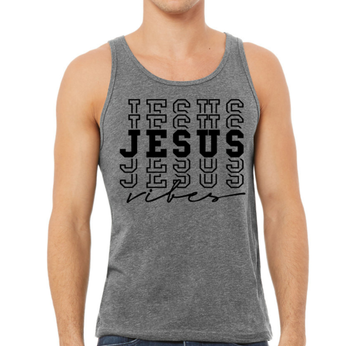 Mens Fitness Tank Top Graphic T-shirt Jesus Vibes