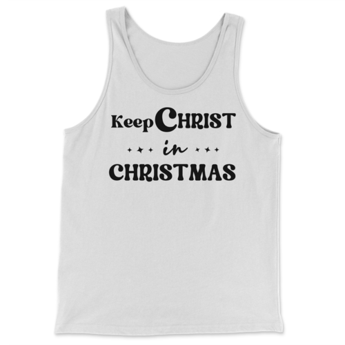 Mens Fitness Tank Top Graphic T-shirt Keep Christ in Christmas