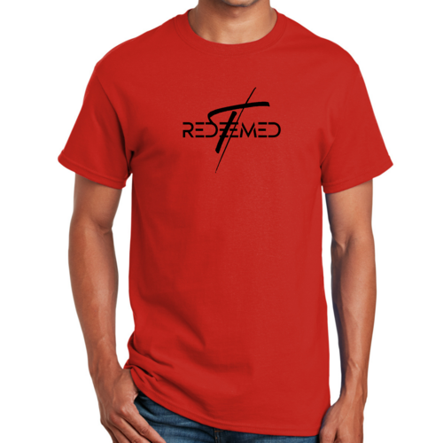 Mens Graphic T-shirt Redeemed Cross Black Illustration