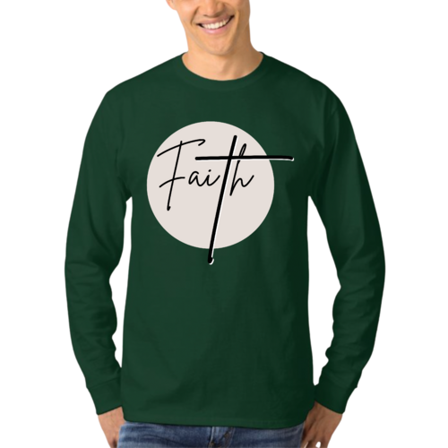 Mens Long Sleeve Graphic T-shirt Faith - Christian Affirmation -