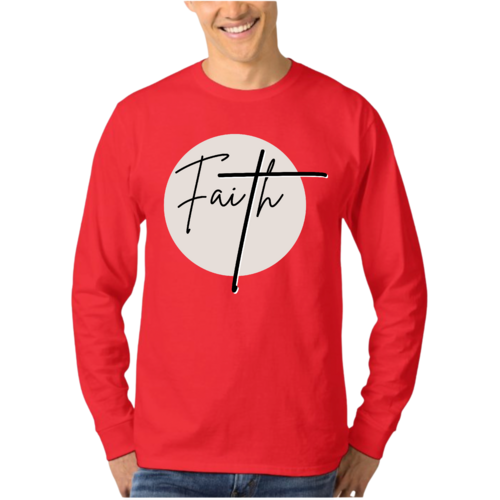 Mens Long Sleeve Graphic T-shirt Faith - Christian Affirmation -