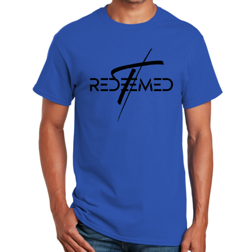 Mens Graphic T-shirt Redeemed Cross Black Illustration