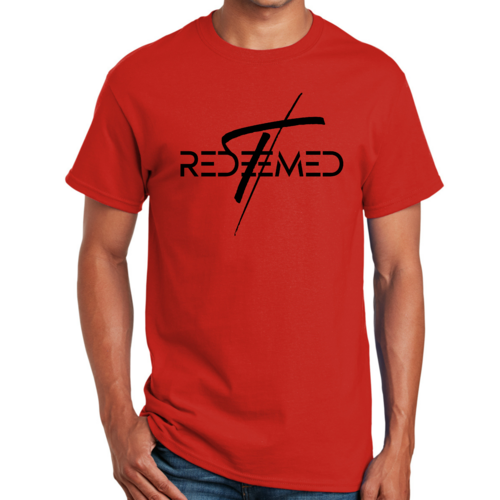 Mens Graphic T-shirt Redeemed Cross Black Illustration